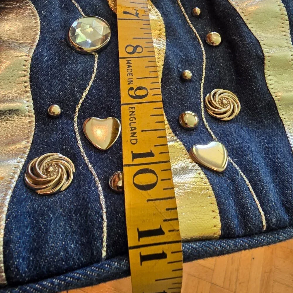 Y2K Denim & Metallic Bag with Mixed Metal Bling - Picture 10 of 14